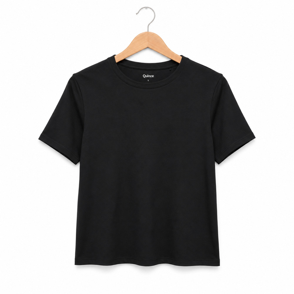 Quince Women's Black Cotton Crewneck Tee